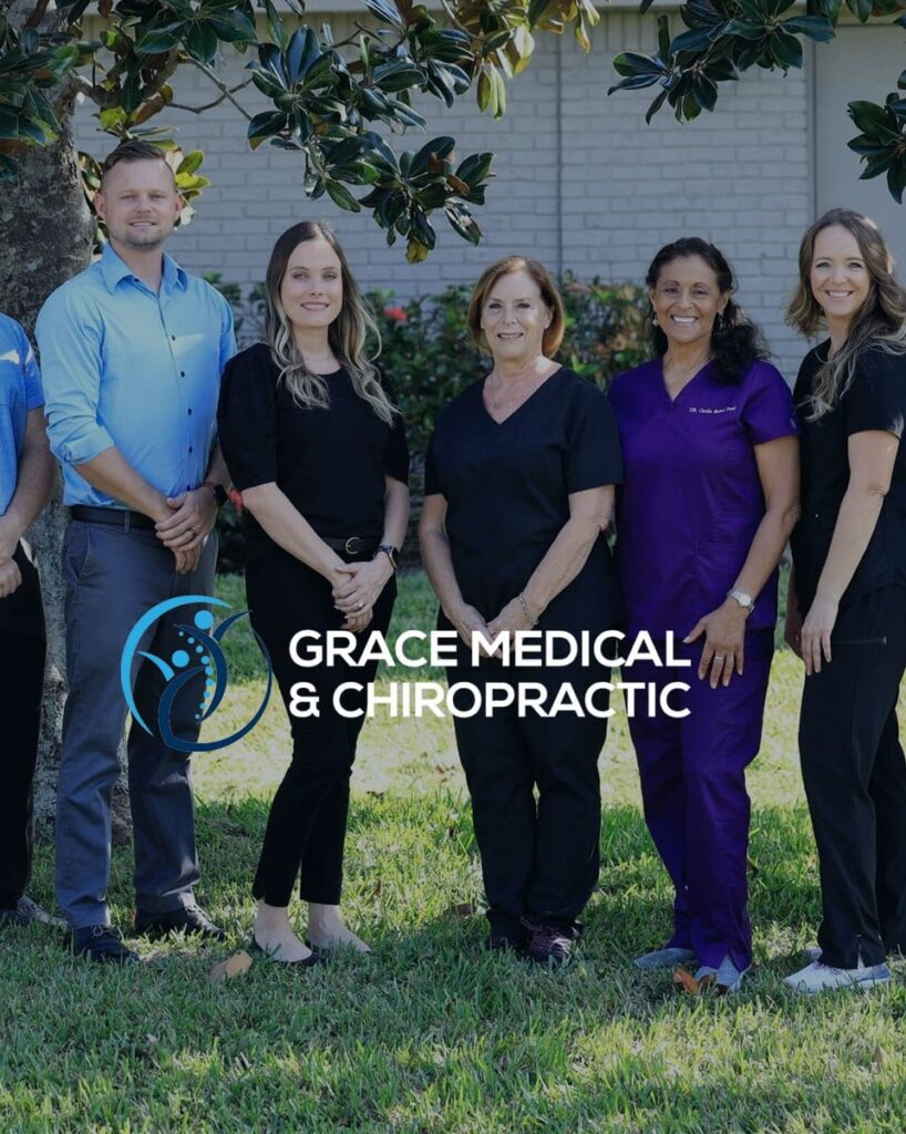 Healthcare practice team standing together outside their clinic