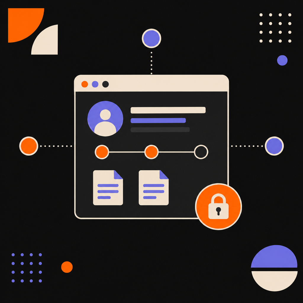 Illustration of a secure client portal showing project status and documents